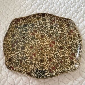 Vintage Floral Decorative Tray Pressed Board Decoupaged 12x15 inches